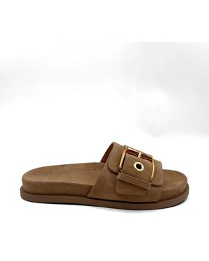 Agl Attilio Giusti Leombruni Cristina Buckle-Fastening Suede Slides - Brown