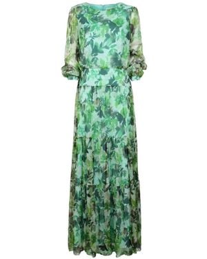 Saloni Robe Longue Isabel À Fleurs - Green