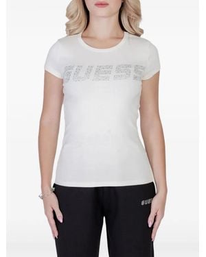Guess Rhinestone-Logo T-Shirt - White