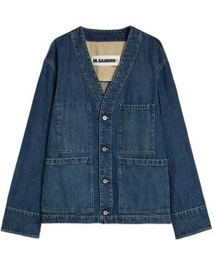 Jil Sander Patch Pocket Cotton Shirt Jacket - Blue