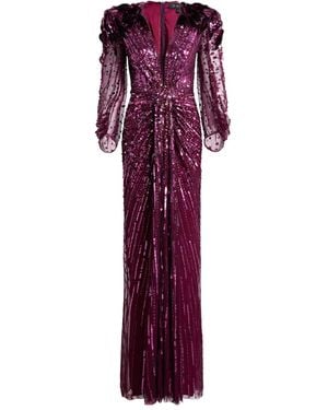 Jenny Packham Xenia Sequin-Embellished Maxi Dress - Purple