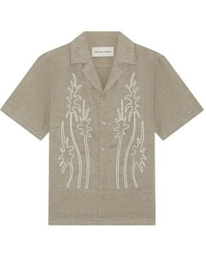 Frescobol Carioca Alves Palm-Embroidered Shirt - Grey