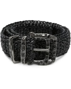 Ermanno Scervino Crystal-Embellished Woven Belt - Black