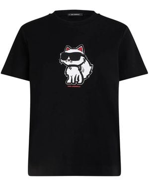 KARL LAGERFELD Ikon Choupette Sketched T-Shirt - Black
