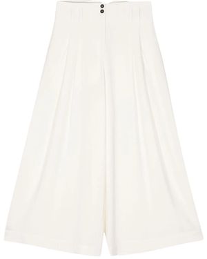 Isabel Benenato High Waist Wollen Broek - Wit