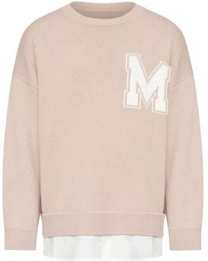 MM6 by Maison Margiela Two-In-One Varsity Knit Jumper - Natural