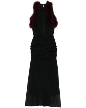 Mugler Trimmed Gathered Dress - Black