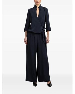 Peter Cohen Tie-Detail Wrap Jumpsuits - Blue