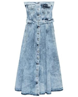 Marques'Almeida Vestido Midi Palabra De Honor Con Cinturón - Azul