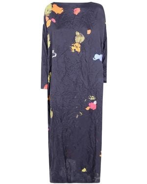 Daniela Gregis Crinkled Abstract-Print Maxi Dress - Blue