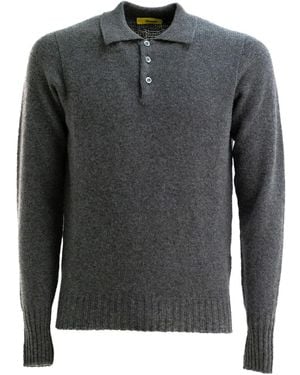 Drumohr Wollen Poloshirt Met Knoopsluiting - Grijs