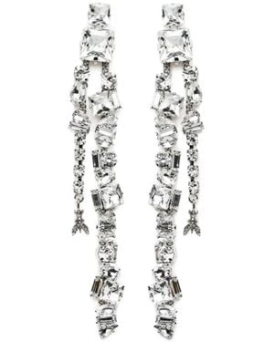 Patrizia Pepe Crystal-Embellished Drop Earrings - White