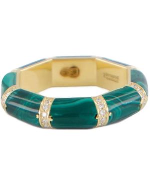 L'Atelier Nawbar Bague Bamboo Sertie De Malachite Et Diamant - Vert