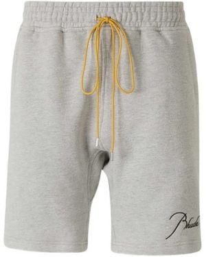 Rhude Pantalones cortos de deporte con bordado - Gris