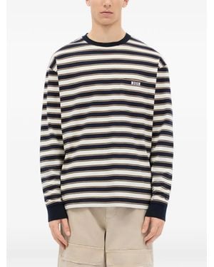 MSGM Striped Pocket T-Shirt - Gray