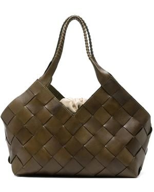 Dragon Diffusion Castello Schultertasche Aus Gewebtem Leder - Braun