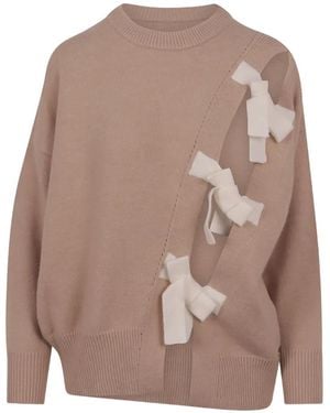 Jovonna London Brighton Bow-Detail Cut-Out Jumper - Brown