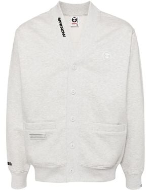 Aape By A Bathing Ape Logo Patched Jersey Bomber Jacket - White
