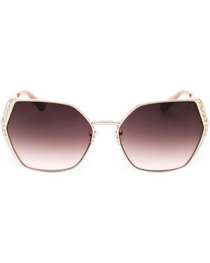 Guess Crystal-Embellished Geometric-Frame Sunglasses - Purple