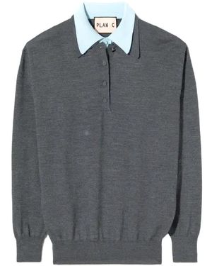 Plan C Double-Collar Polo Shirt - Grey