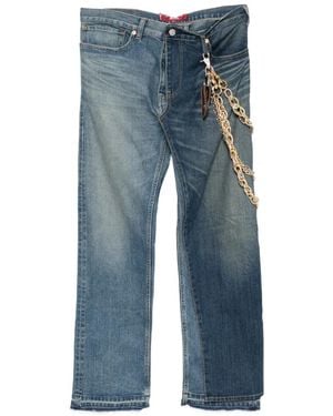 Junya Watanabe Chain-Detail Panelled Jeans - Blue