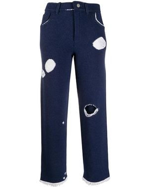 Barrie Denim-Inspired Knitted Boyfriend Trousers - Blue