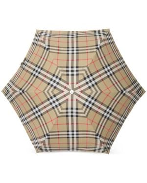 Burberry Paraguas Plegable Con Motivo Check - Neutro