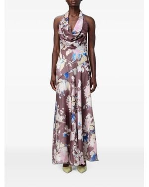 Hanita Floral-Print Halterneck Dress - White