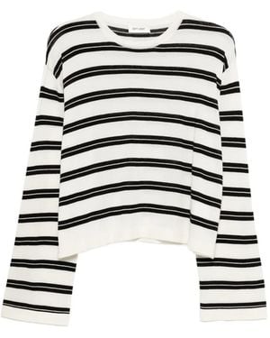 Soft Goat Jersey a rayas de manga larga - Blanco