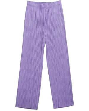 Pleats Please Issey Miyake Cropped Tapered Trousers - Purple