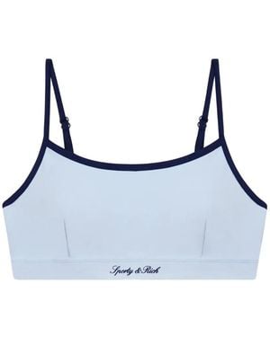 Sporty & Rich Logo-Print Athletic Bra - Blue