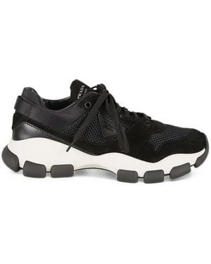Prada Mesh-Fabric And Suede Trainers - Black