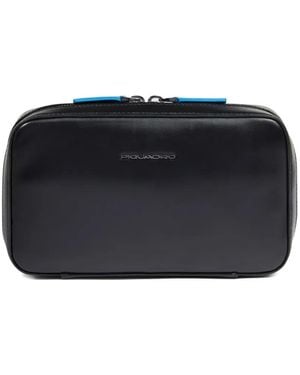 Piquadro Bolso De Mano Con Placa Del Logo - Negro