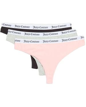 Juicy Couture Logo-Waistband Thongs (Set Of Three) - White