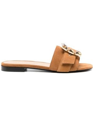Madison Maison Madison Maison Fade Jewelled Buckle Khaki Sandals - Brown