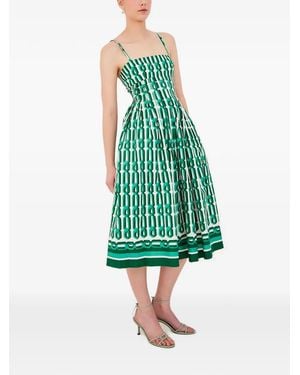 Cara Cara Sea Island Geometric-Print Midi Dress - Green