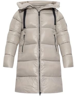 Save The Duck Logo-Patch Padded Coat - Grey