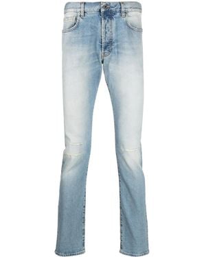 14 Bros Stonewashed Straight-Leg Jeans - Blue