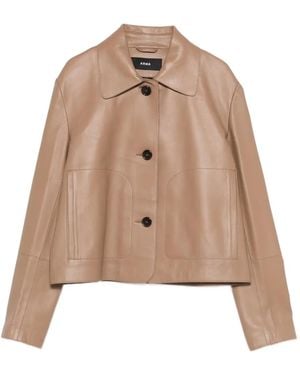 Arma Emy Collar Leather Jacket - Natural