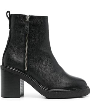 Clarks Pebbled Leather Chunky Heel Boots - Black