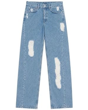 Moschino Distressed Wide-Leg Jeans - Blue