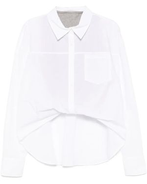 B+ AB Asymmetric Tuck Shirt - White