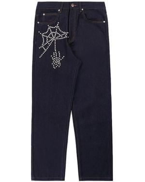 Boredom Kills Spider Stud-Embellished Jeans - Blue