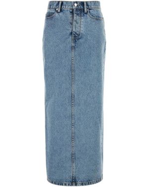 Alexander Wang Long Column Skirt All Over Clear Bead - Blue