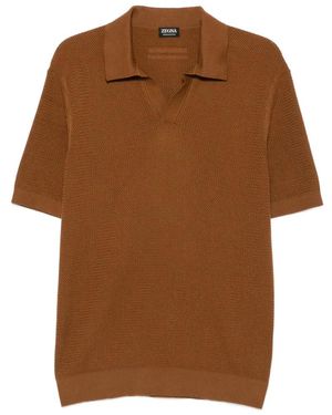 ZEGNA Waffle-Knit T-Shirt - Brown