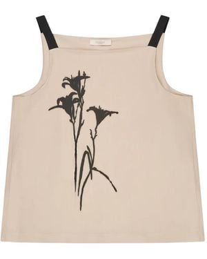 Slowear Floral-Print Square-Neck Top - Natural