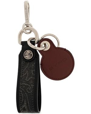 Etro Logo Charm Keyring - Black