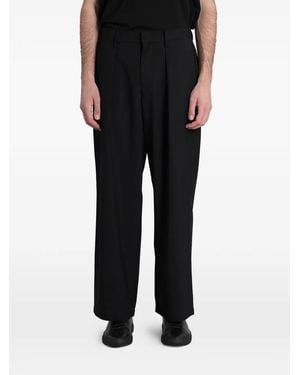 Attachment Pleated Wide-Leg Pants - Black