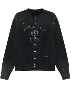 KHOKI Faded-Effect Printed Cardigan - Black