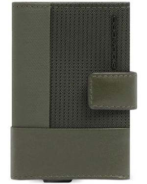 Piquadro Sync Panelled Press-Stud Cardholder - Green